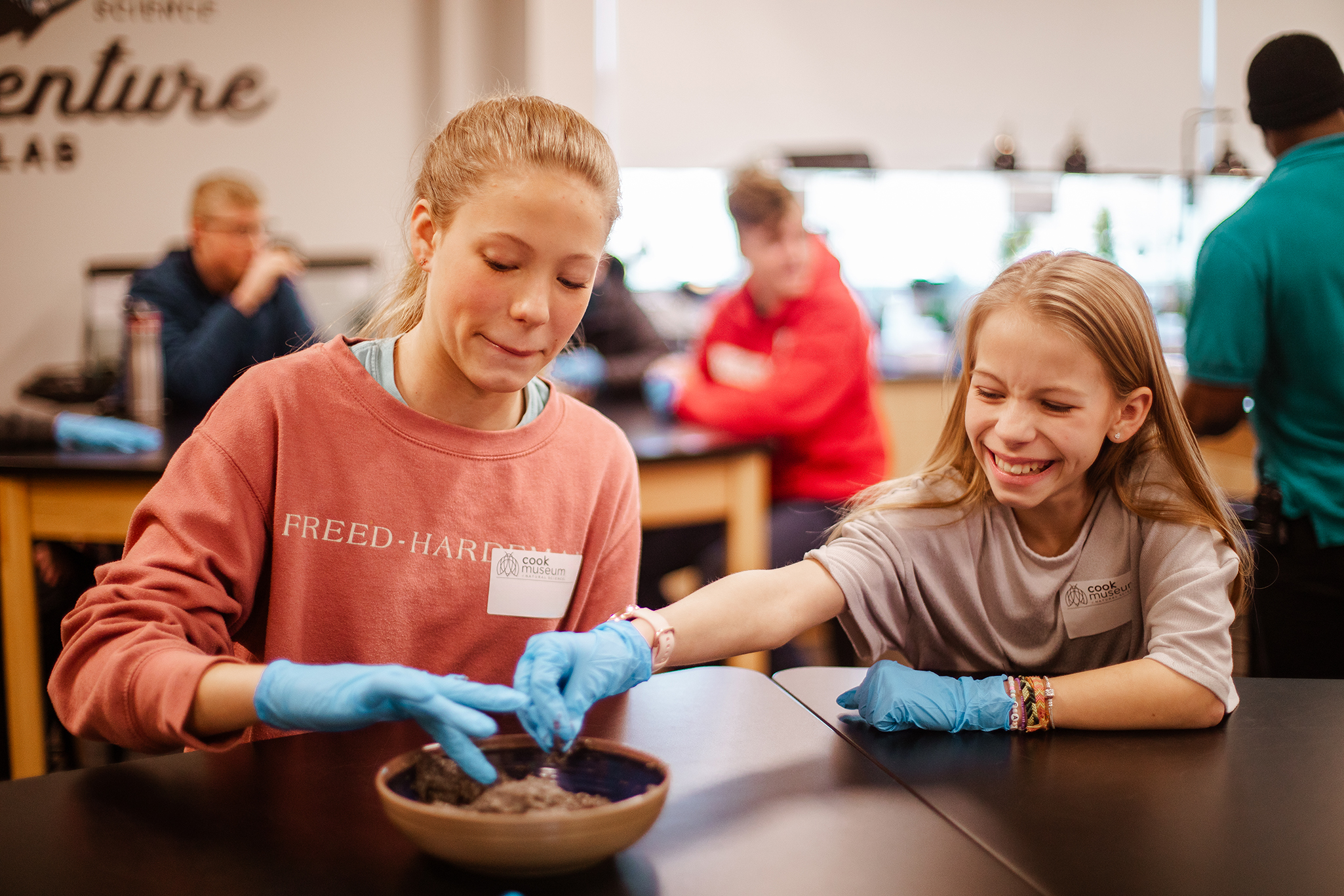 Older students sampling dirt
